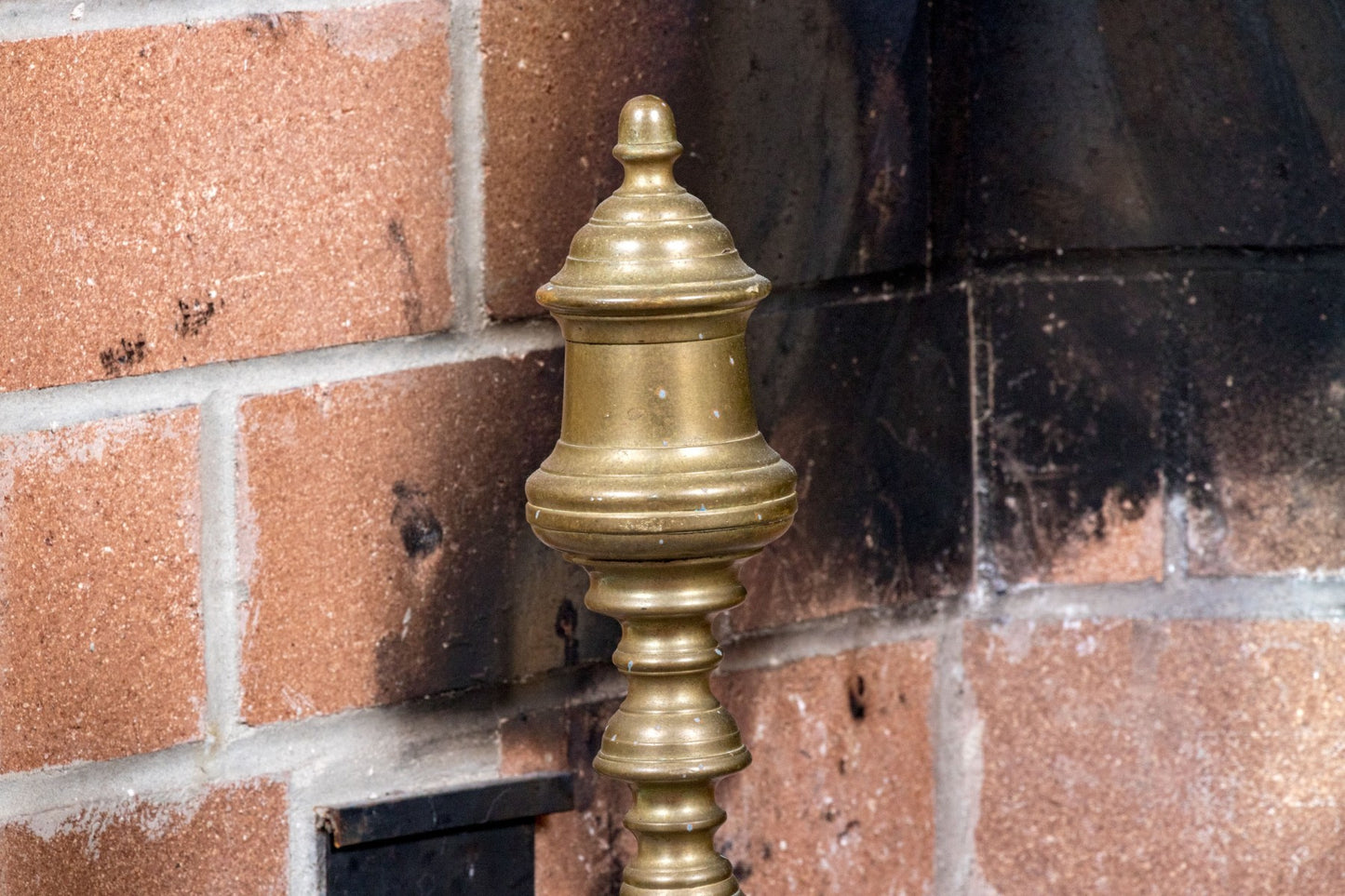 Pair Of Antique Brass And Iron Andirons