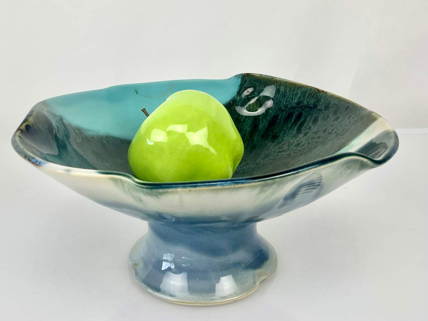 Jon Puzzuoli Pottery Footed Bowl, Signed