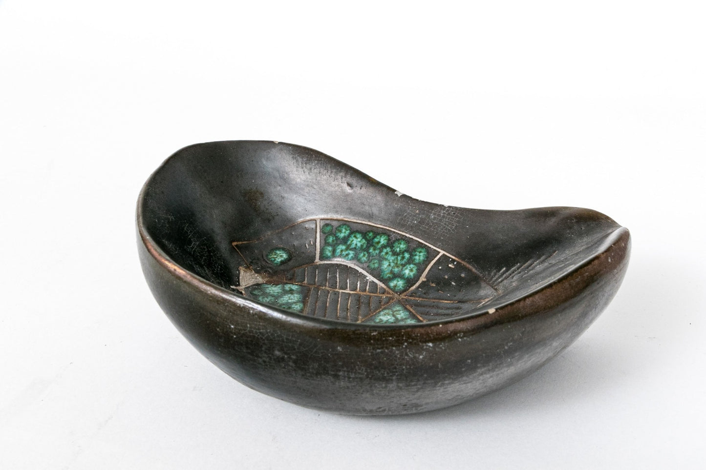 Rare one of a kind MGM Ceramic Dish Fish/Bird Motif attributed to Astrid Tjalk (Denmark)