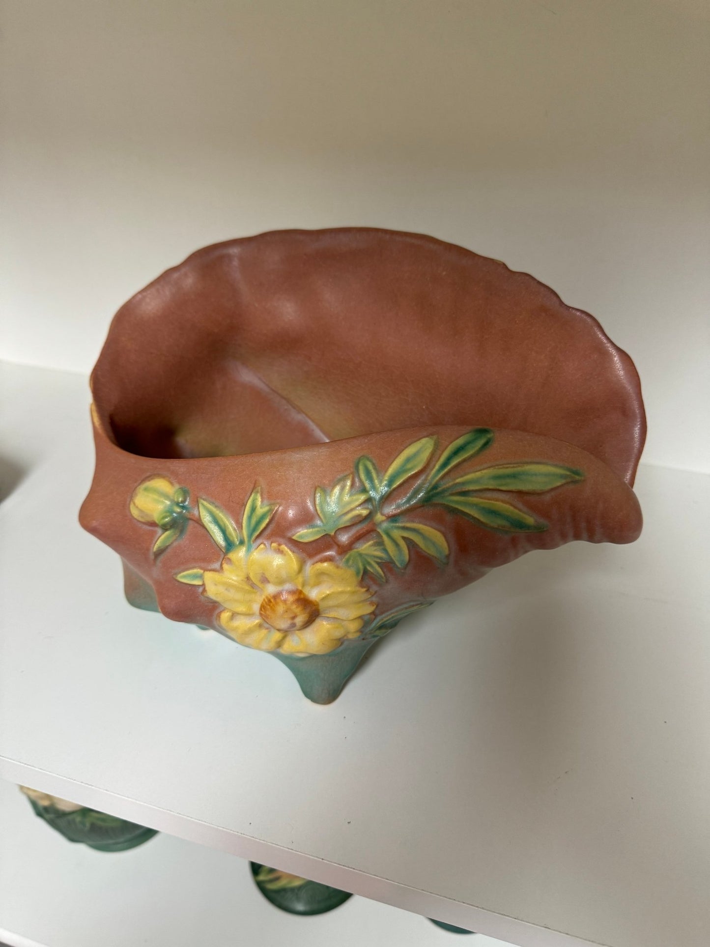 Roseville Peony Conch Shell Planter Vase