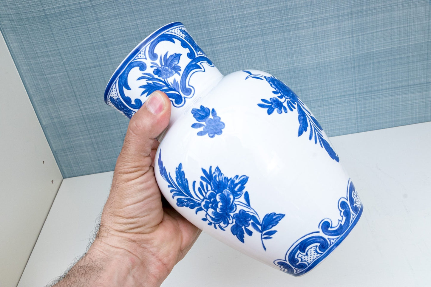 Vintage Tiffany & Co. "Tiffany Delft" Blue And White Vase