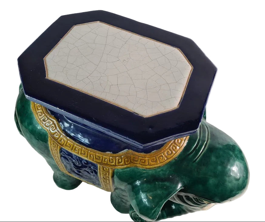 Antique Chinese Shiwan Ceramic Elephant Garden Stool