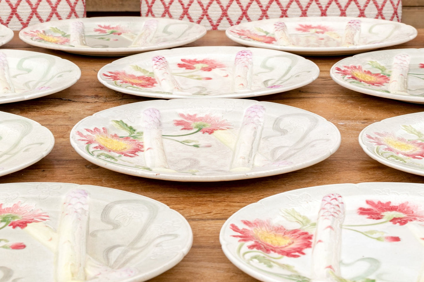 Rare Fine French Depose Asparagus Plates (12)