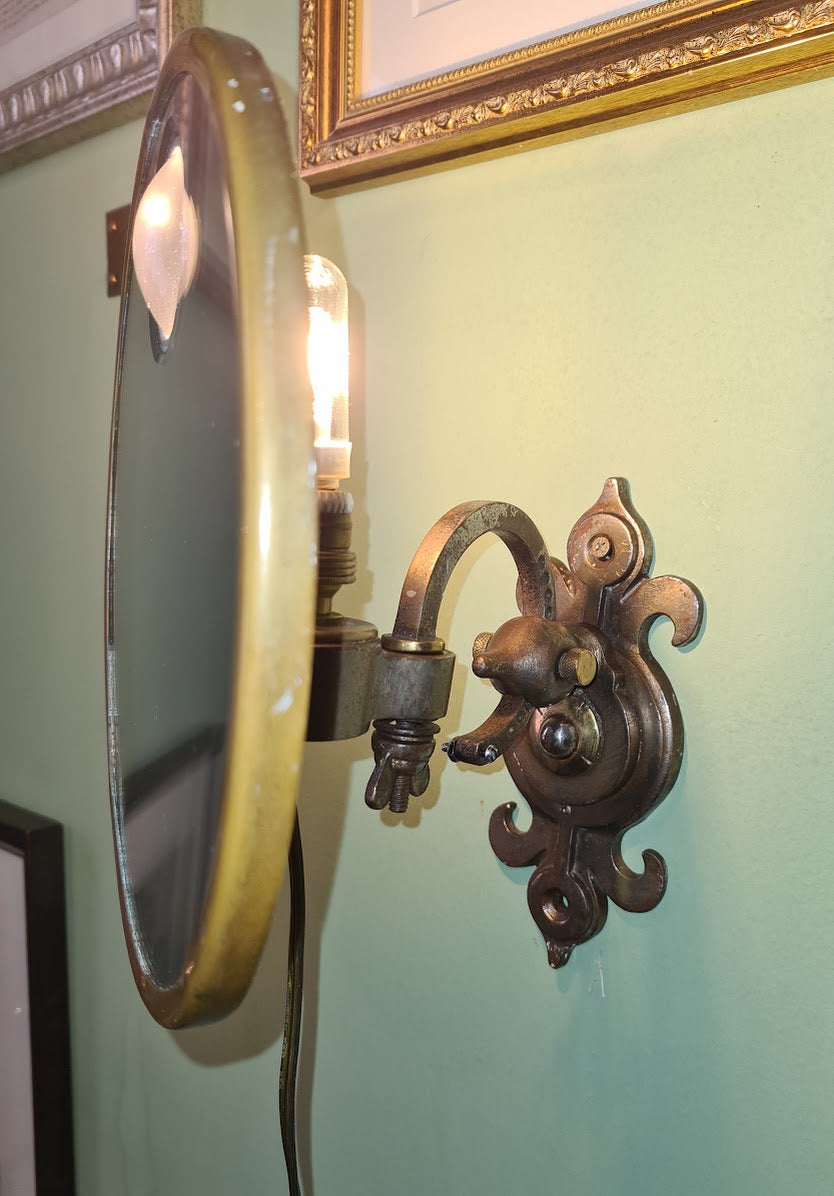 French Art Deco Illuminated Shaving Mirror, Attributed to Maison Brot, Paris, circa 1930