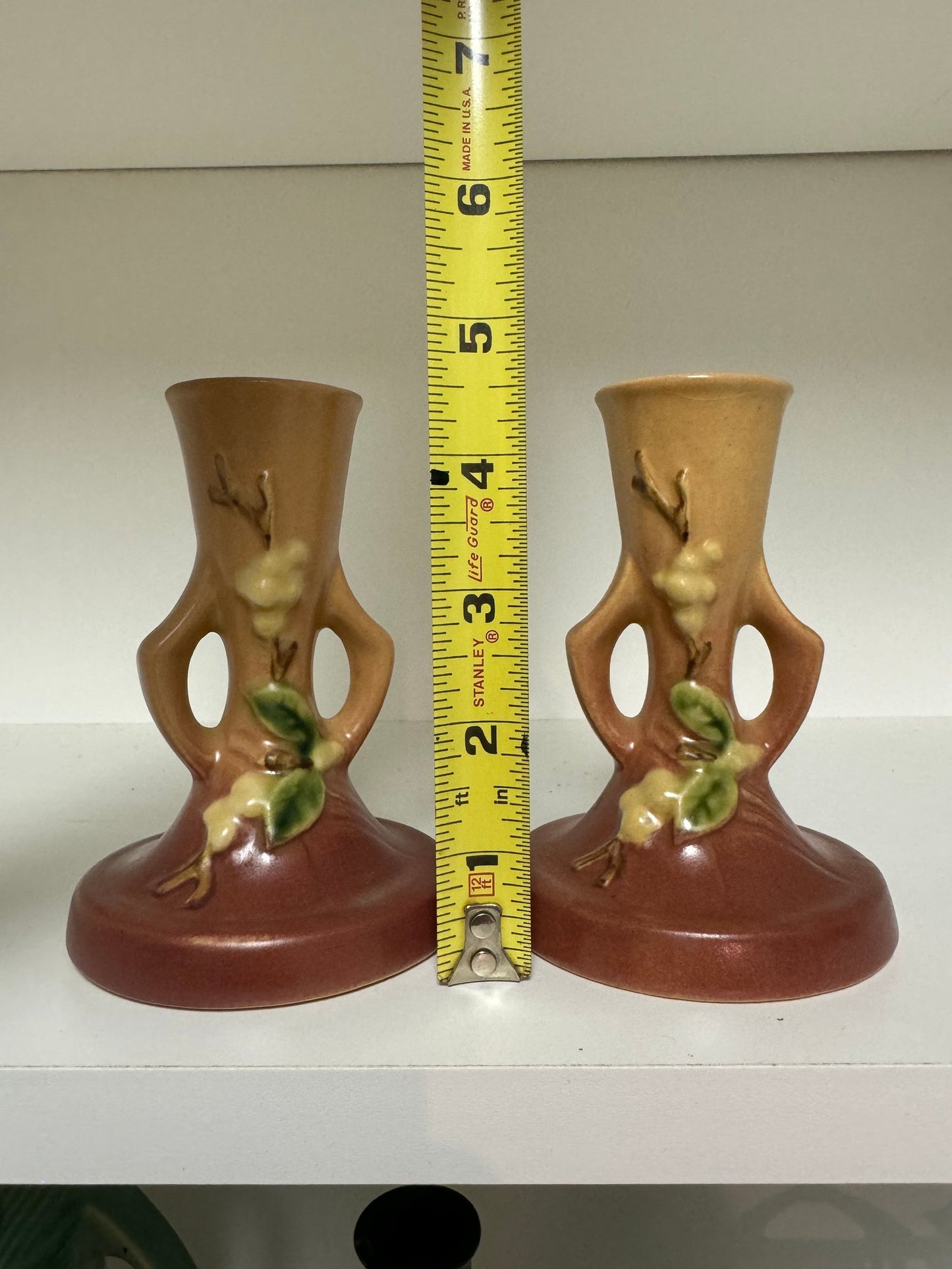 Pair Of Roseville Snowberry Candleholders