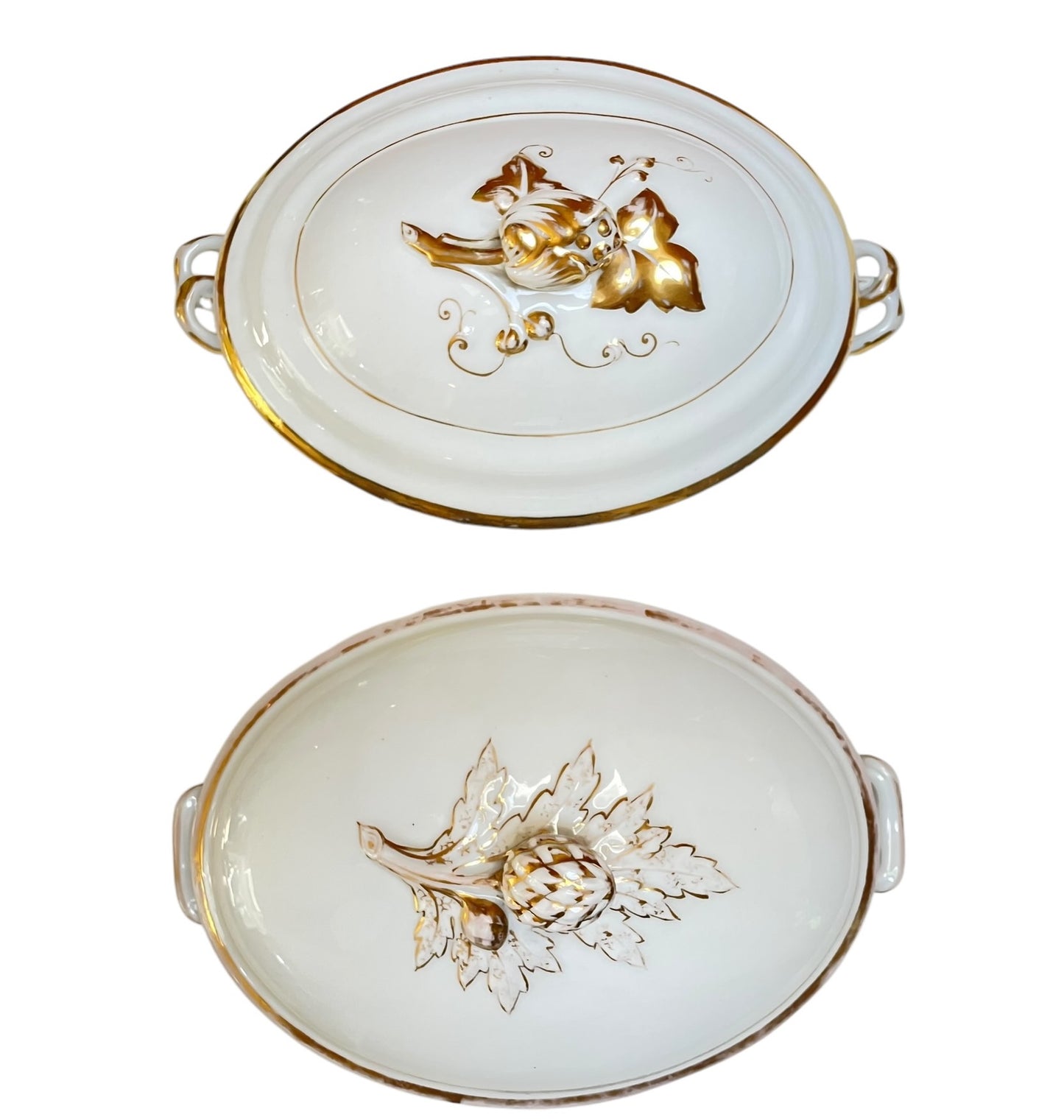 Pair Of Vintage Porcelain Covered Casserole Bowls
