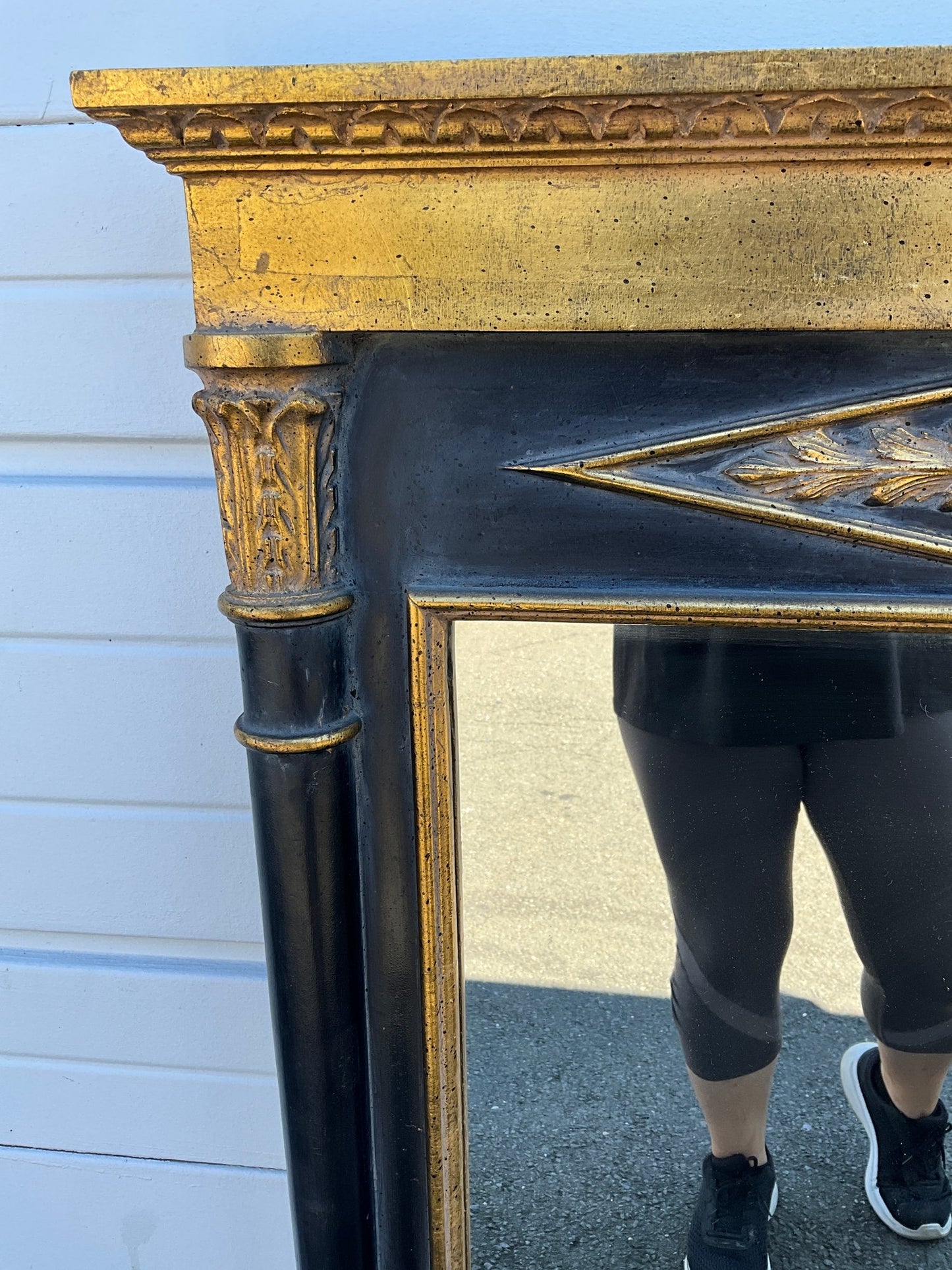 Vintage Black And Gold Trim Mirror