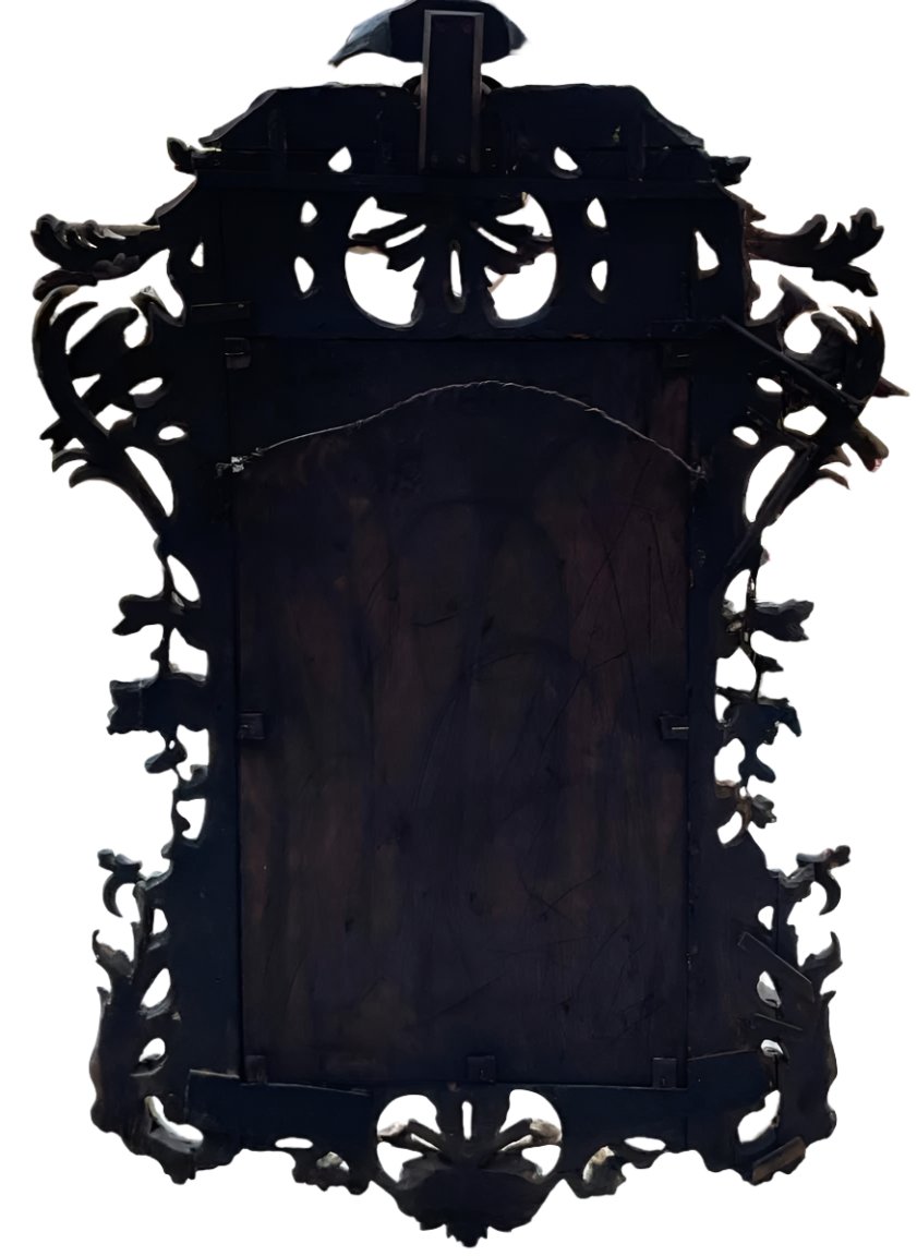 Antique Large Carved Gilt Wood Rococo Mirror with Clamshell Crest