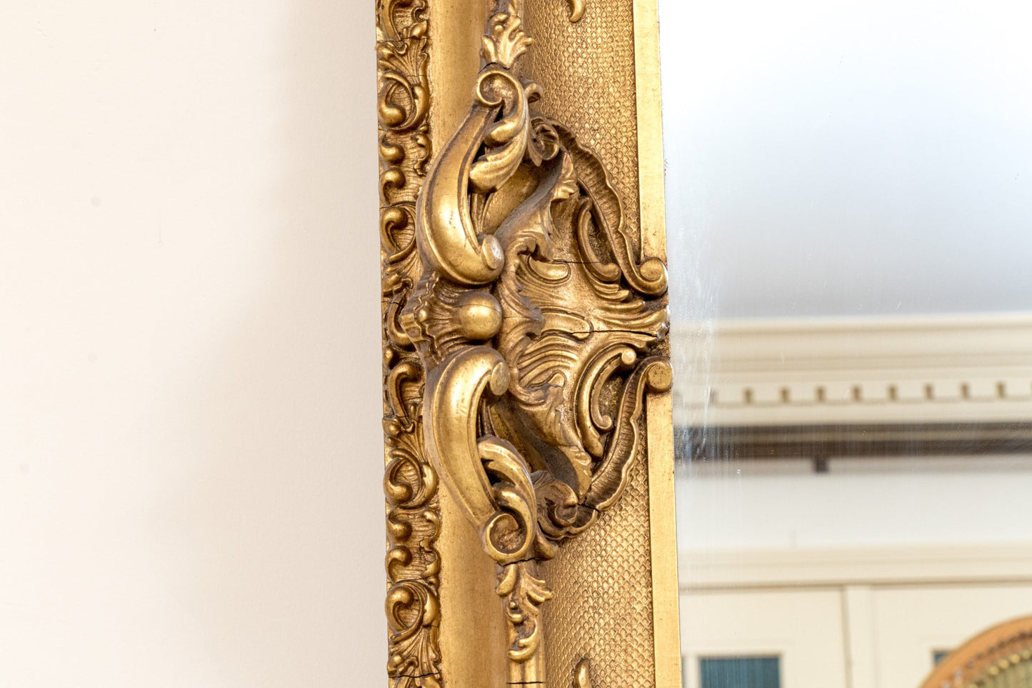 Large Victorian Rococo Revival Giltwood Wall Mirror, c. 1880, Ornately Carved Louis XV Style