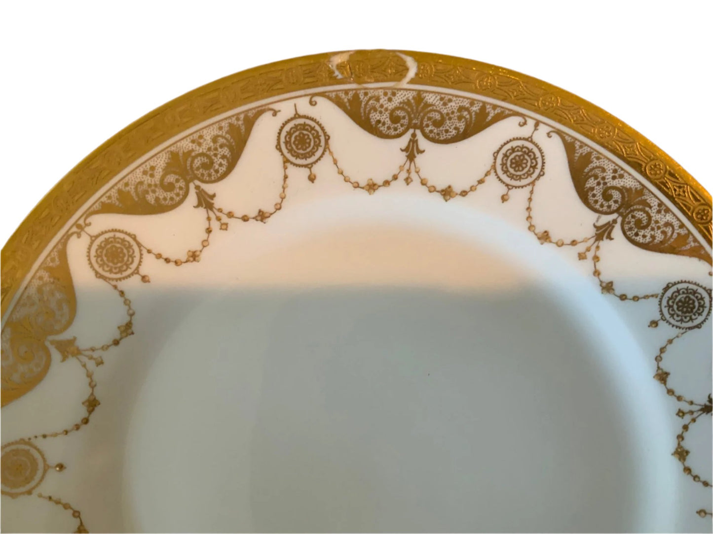 Stunning Set Of Twelve Guerin Limoges Gold Trimmed Plates