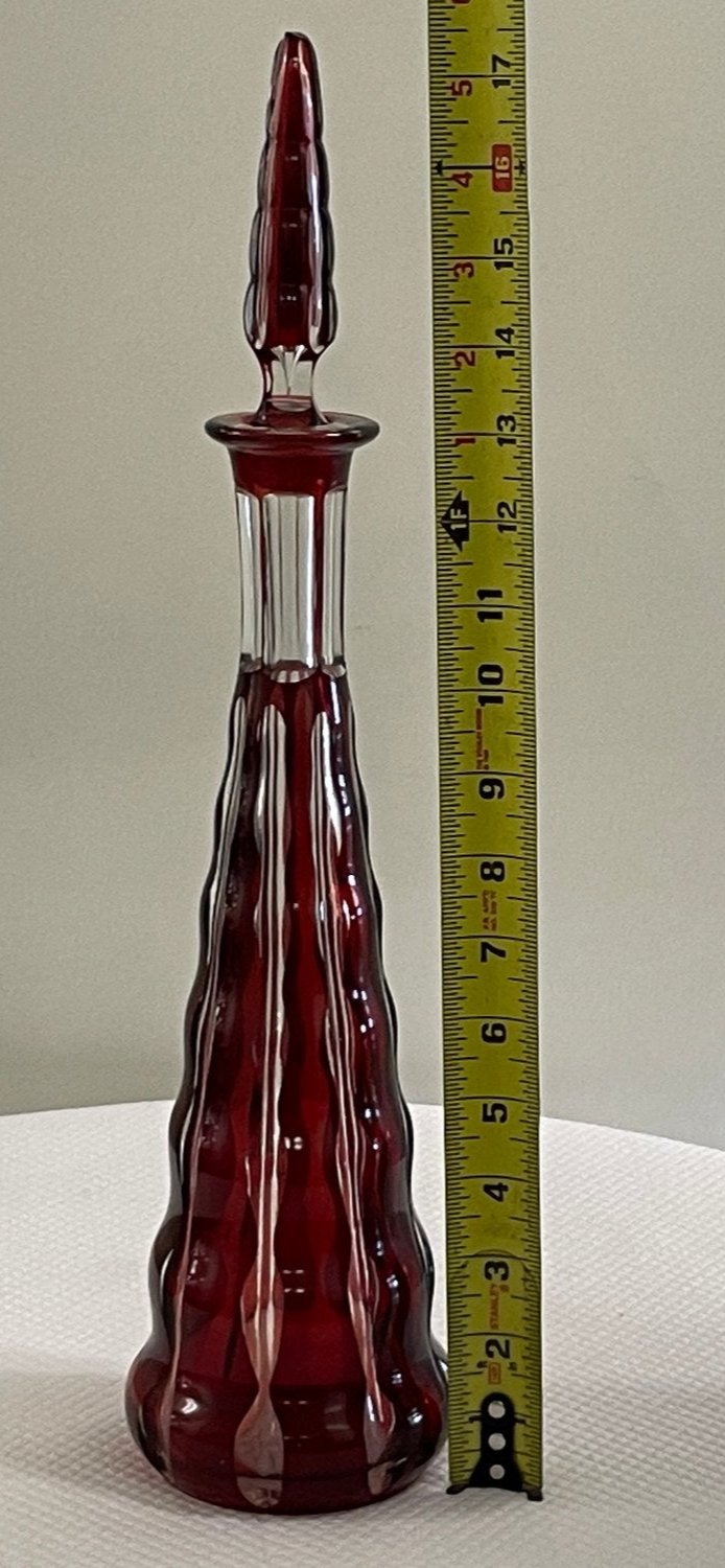 Ruby Red Cut Glass Decanter
