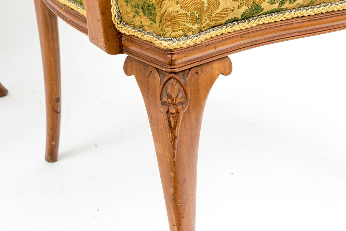 Two Antique Art Nouveau Period Fruit Wood Parlor Chairs