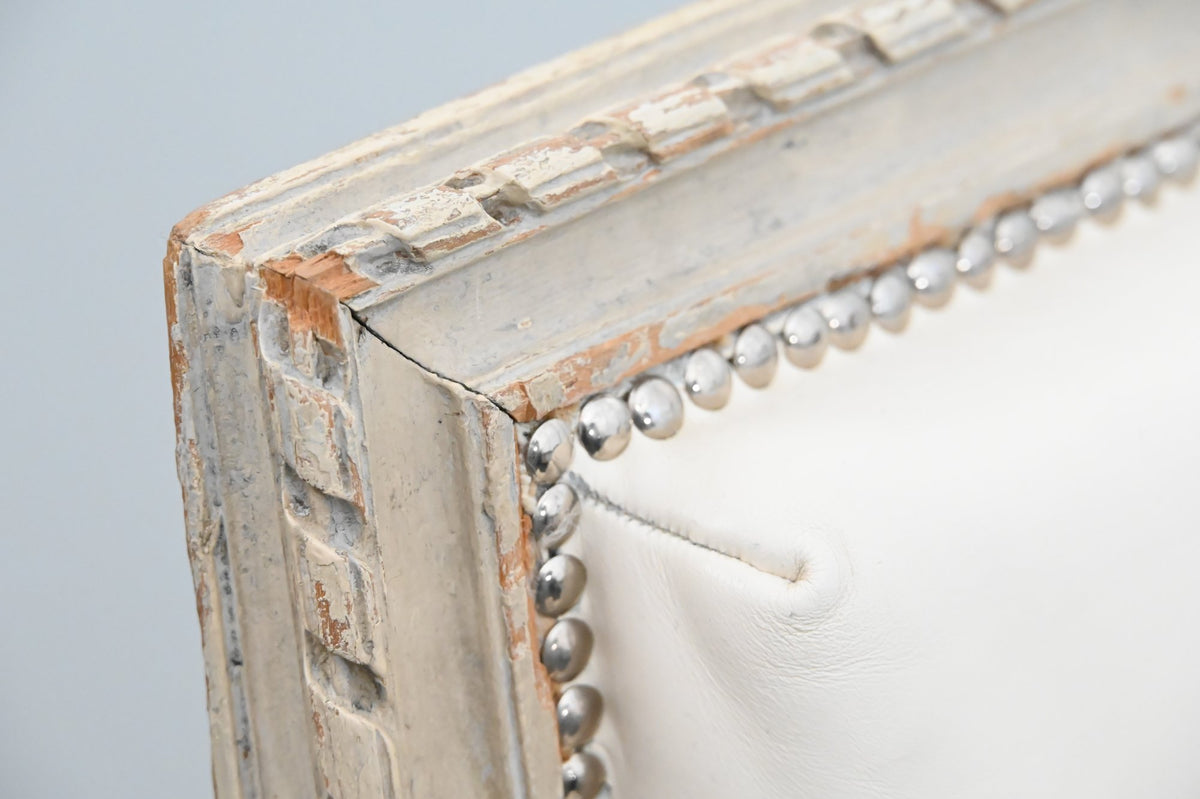 White Leather Covered Swedish Side Chair