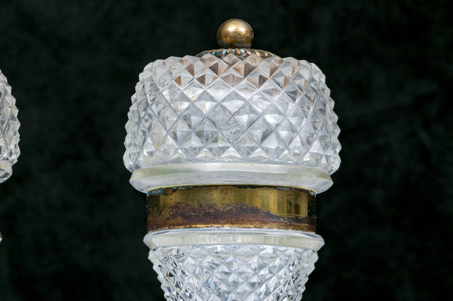 Pair Of French Crystal And Brass Salt And Pepper Shakers