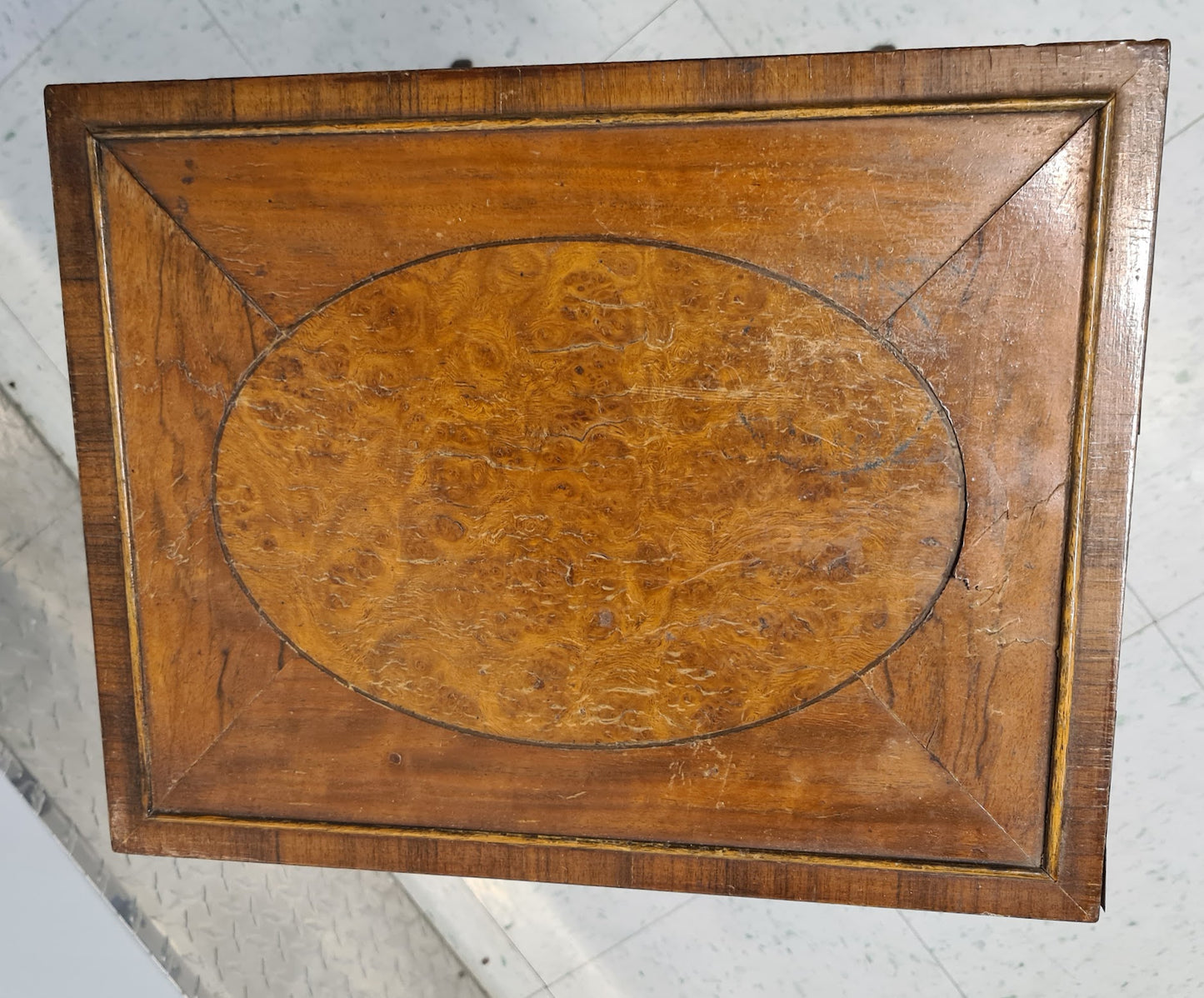 English Regency Revival Burl Wood & Inlaid Nesting Tables, Early 20th Century