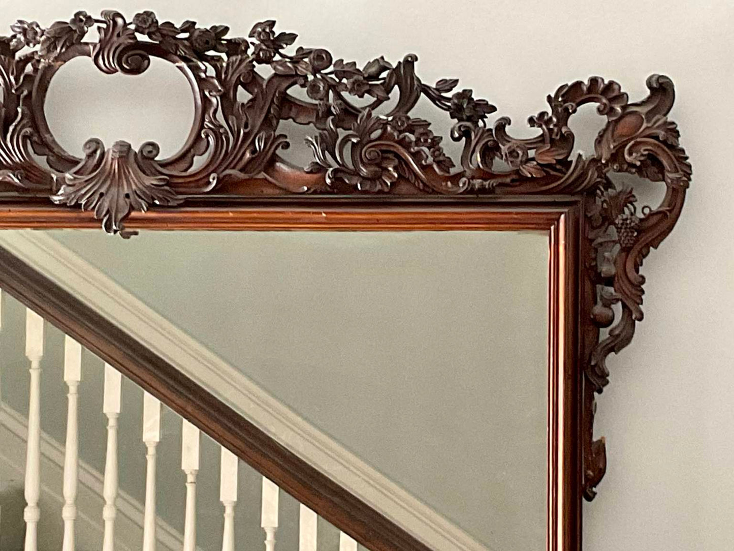 Vintage Dark Wood Baroque Style Mirror