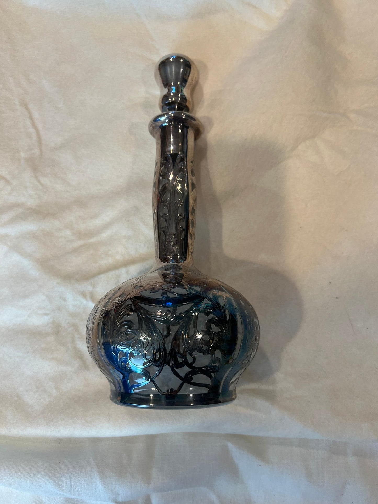 Outstanding Black Starr & Frost Silver Overlay Decanter - Signed "Black Starr & Frost - Fine Silver"