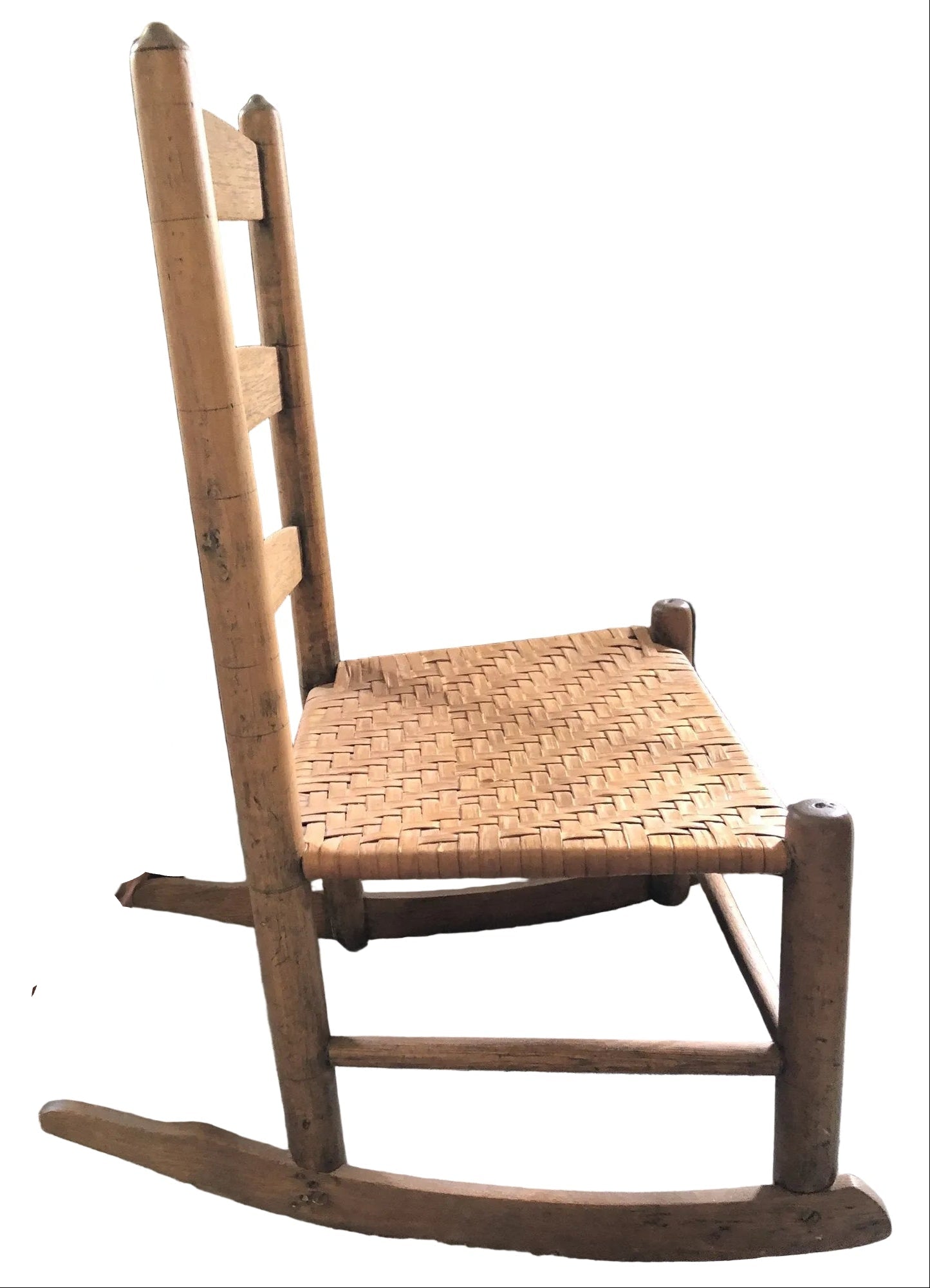 Antique Child's Rocker Chair with Splint Weave Seat