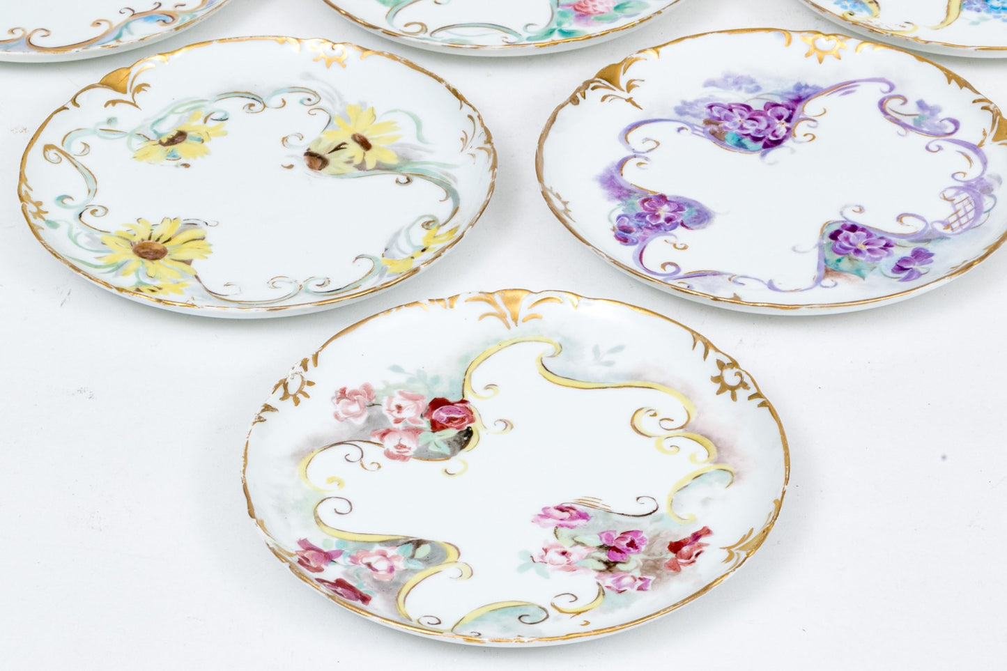 Set Of Six French Porcelain Breads And Butter Dishes