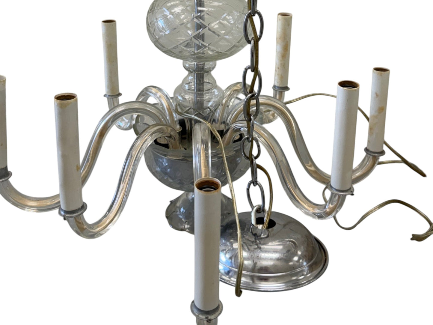 Vintage (1920s) Italian Murano Crystal Glass Chandelier with 8 arms.