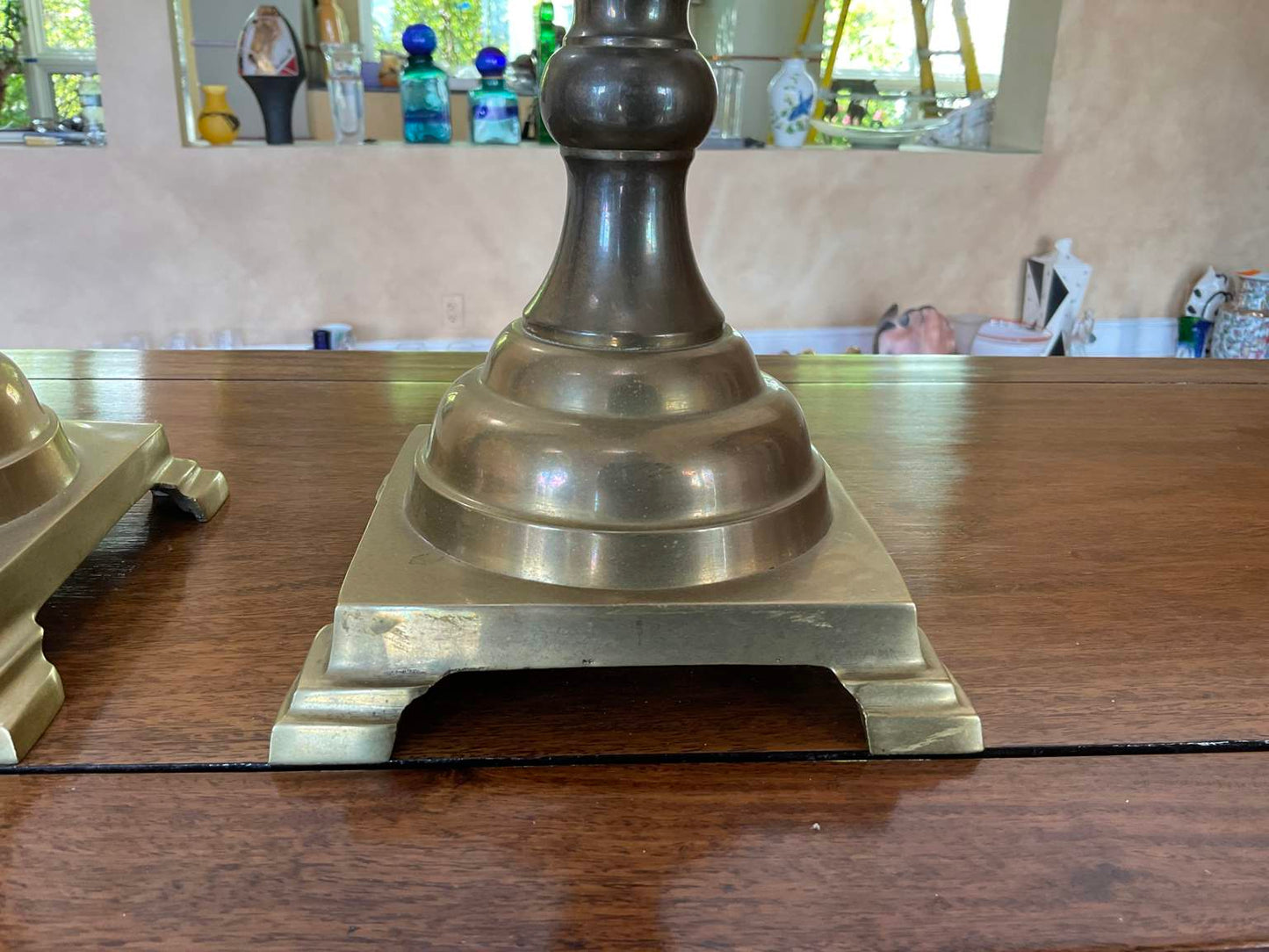 Pair of Vintage Brass Pillar Candle Holders