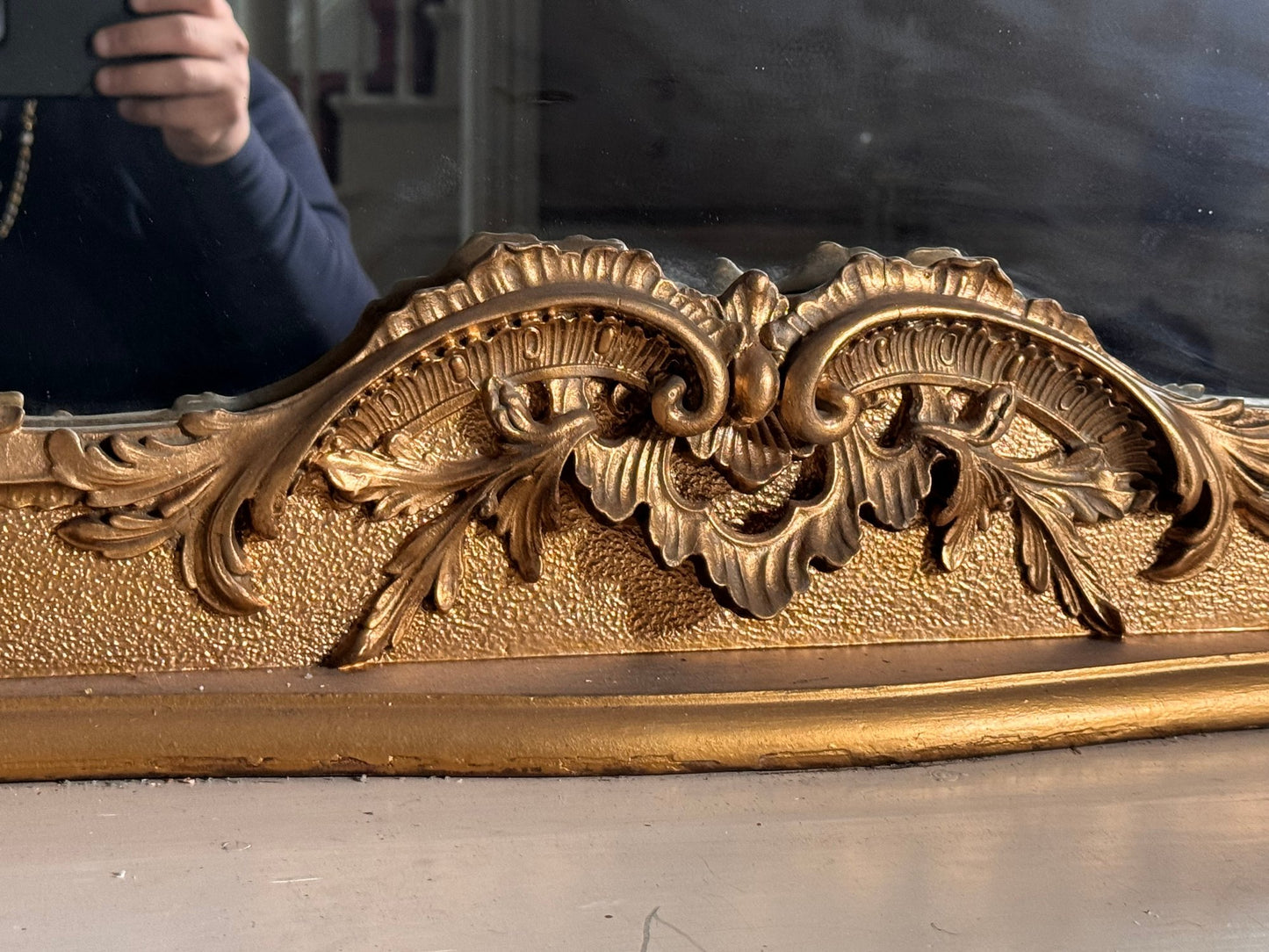 Very Large Antique Mirror, Featuring An Ornate Gilt Frame In The Louis XV Style