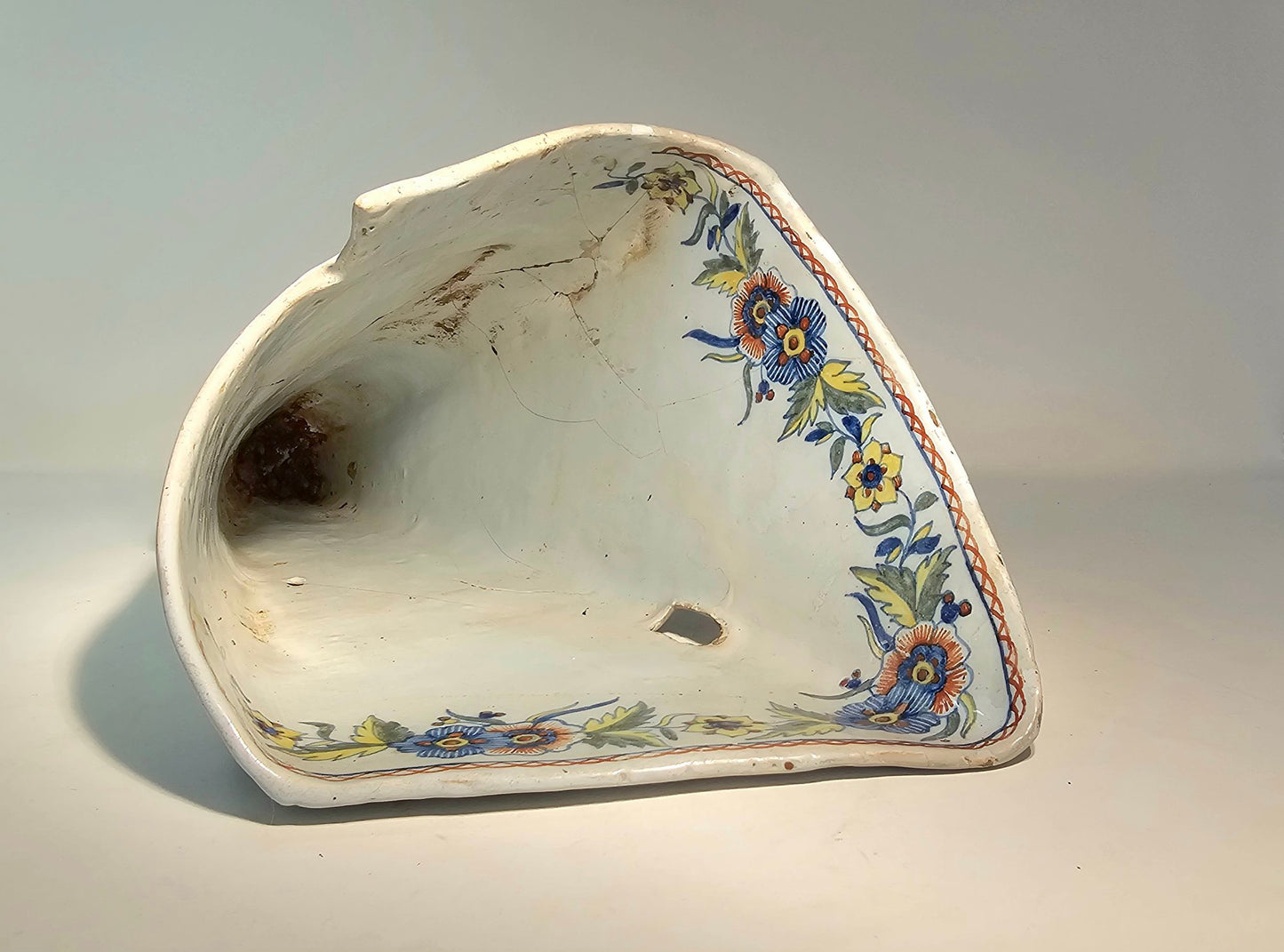 Unique French Rouen Faience Corner Pocket Vases