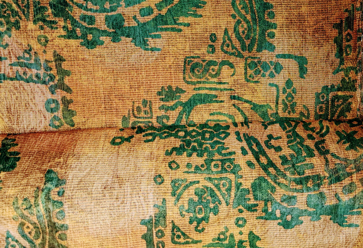 Custom Silk Jacquard Roman Shades & Upholstered Cornices (Pair), Attributed to Old World Weavers / Scalamandré, 63" W × 80" H