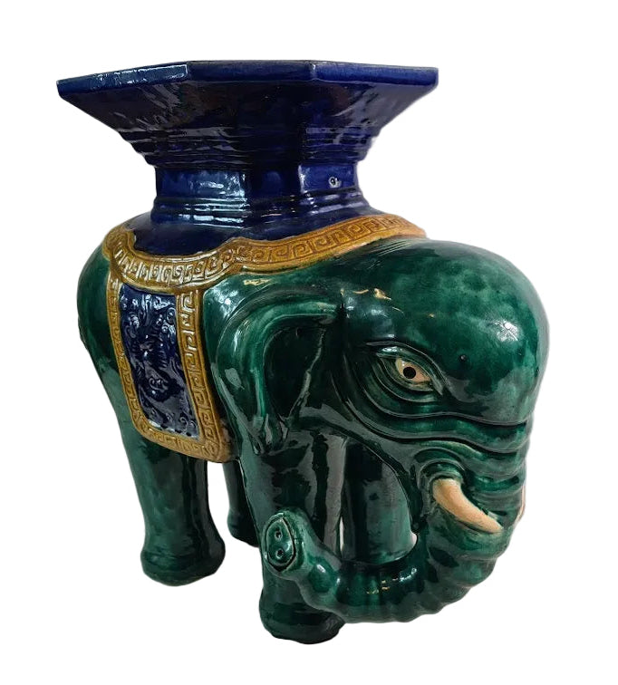 Antique Chinese Shiwan Ceramic Elephant Garden Stool