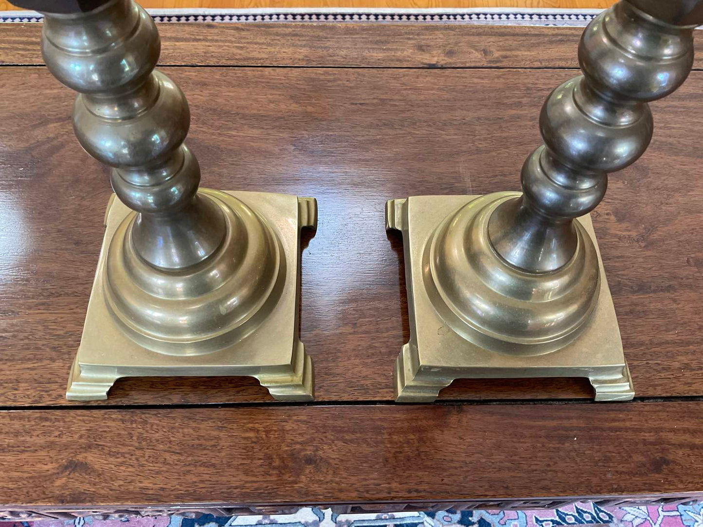 Pair of Vintage Brass Pillar Candle Holders