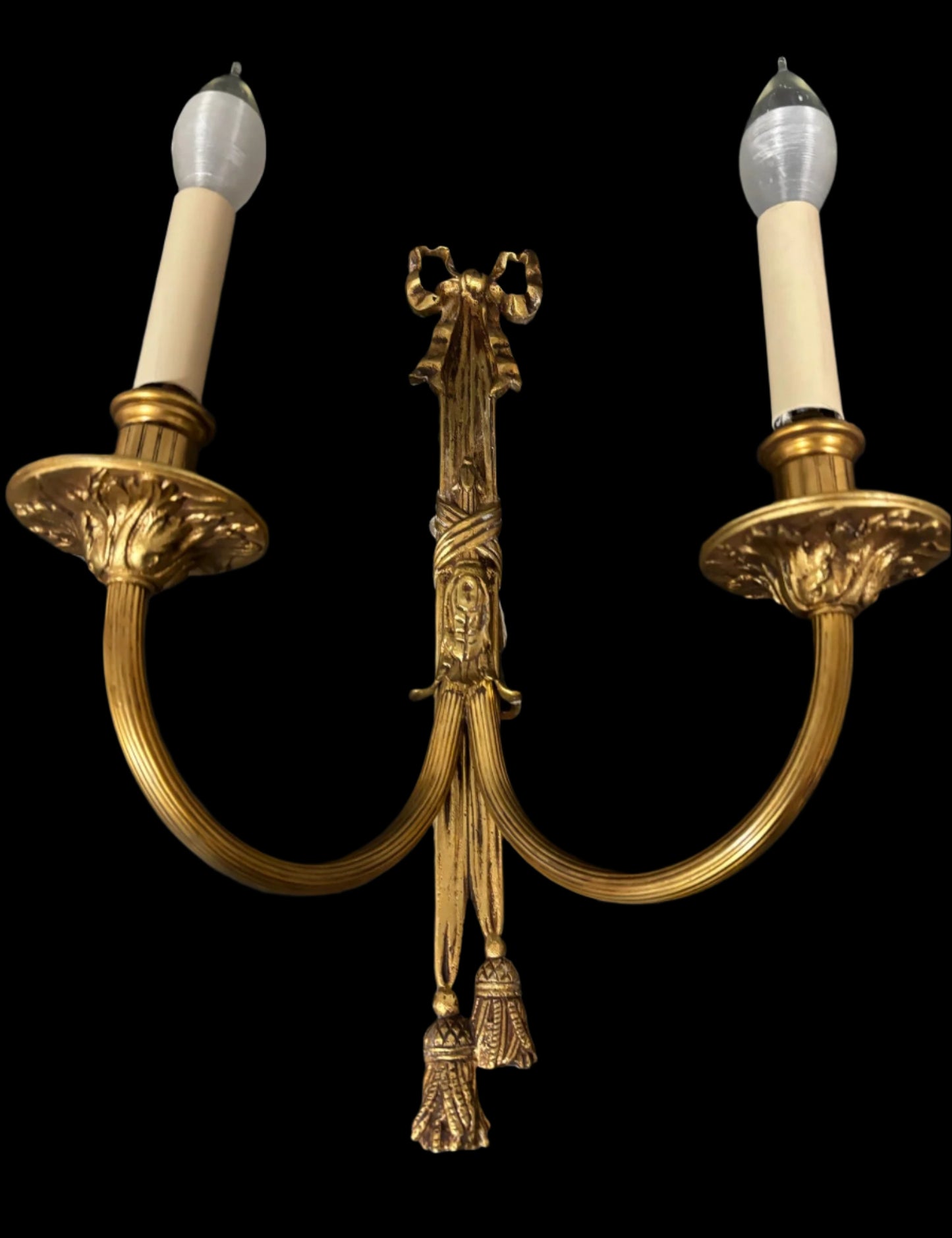 French Gilded Ribbon Wall Light, Bronze