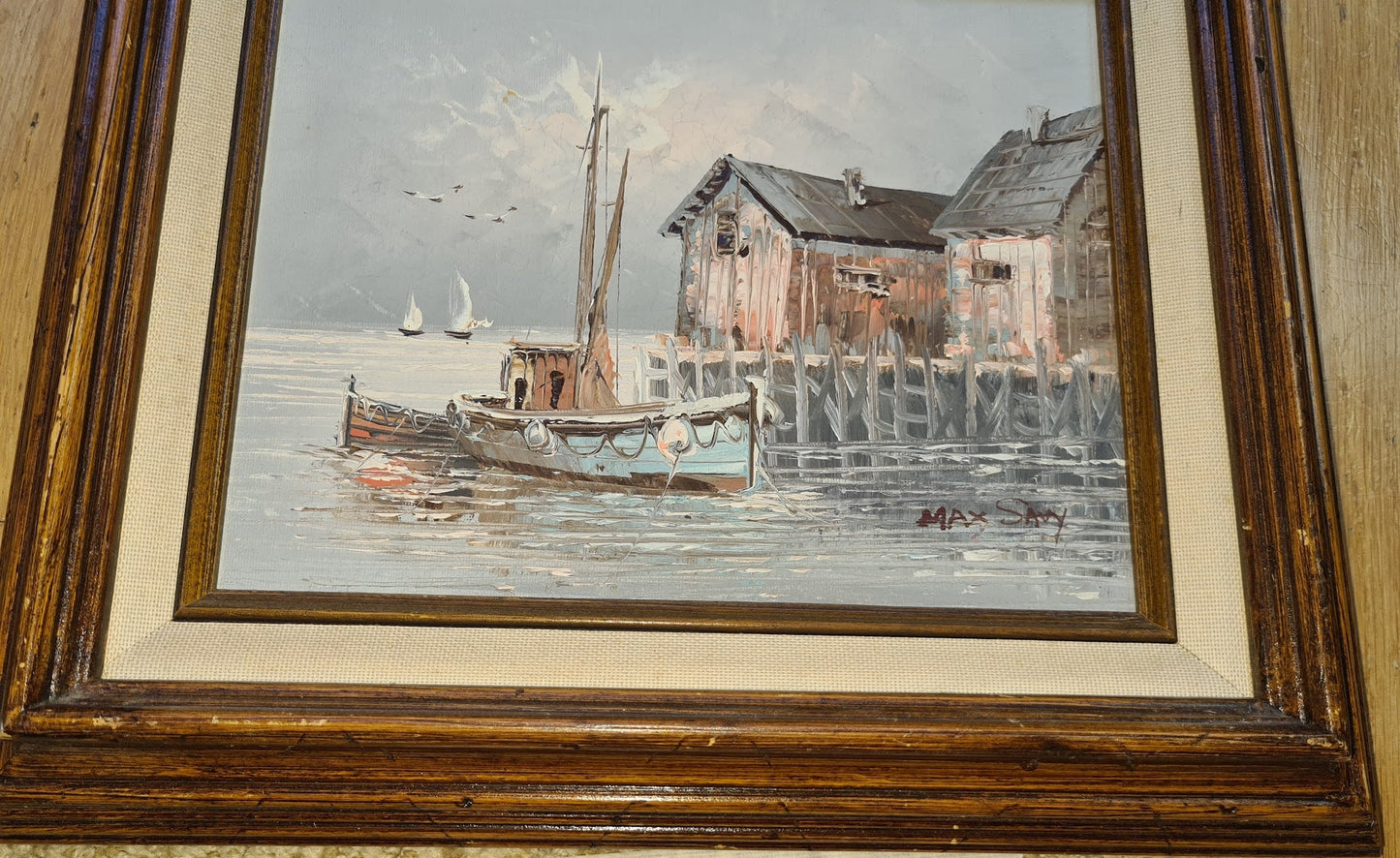 Harbour scene, oil on board, signed Max SAVY, French 1918-2010