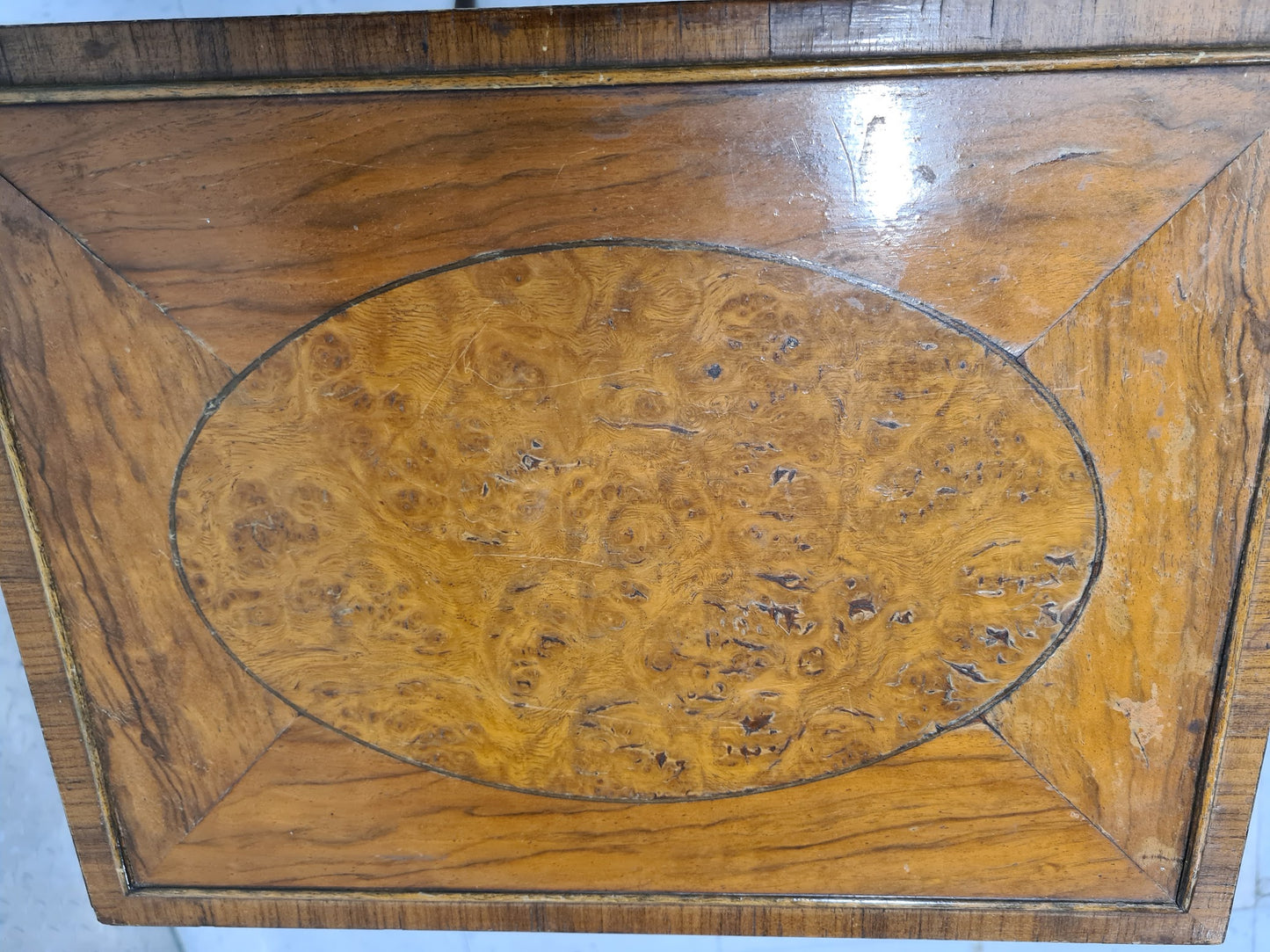English Regency Revival Burl Wood & Inlaid Nesting Tables, Early 20th Century