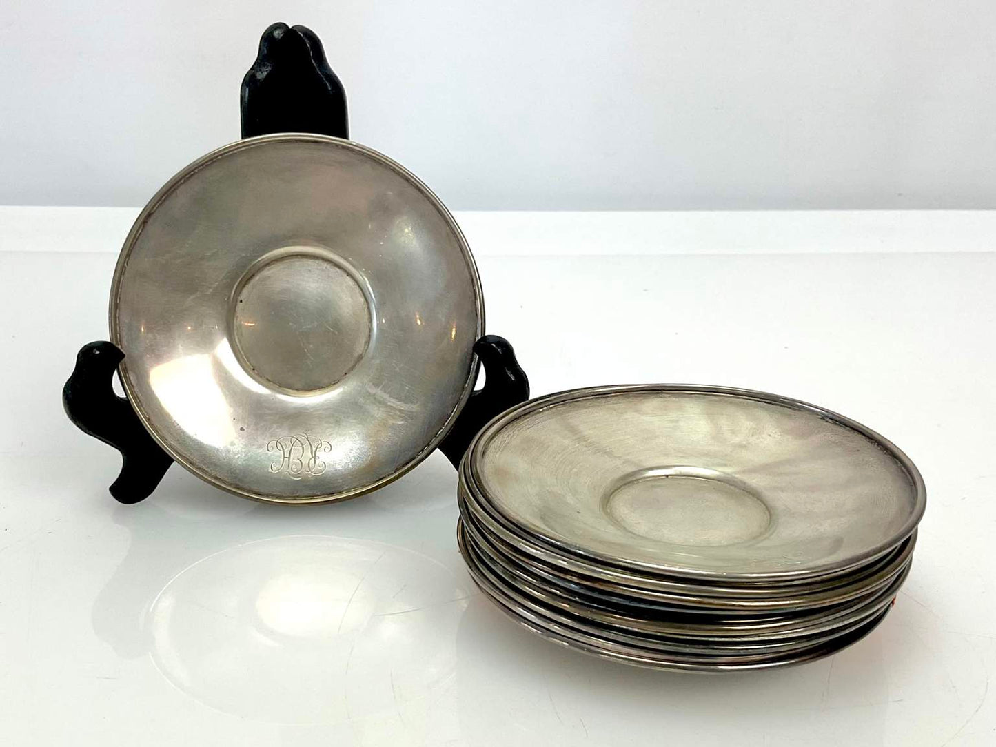 Vintage Sterling Silver Tiffany Set of Pierced Demitasse Cup with Lenox White China Liners