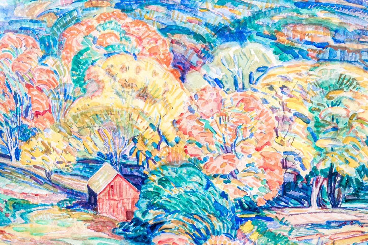 RICHARD S. DAGGY (AMERICAN, 1892-1973) EXPRESSIONISTIC WATERCOLOR ON PAPER, LANDSCAPE