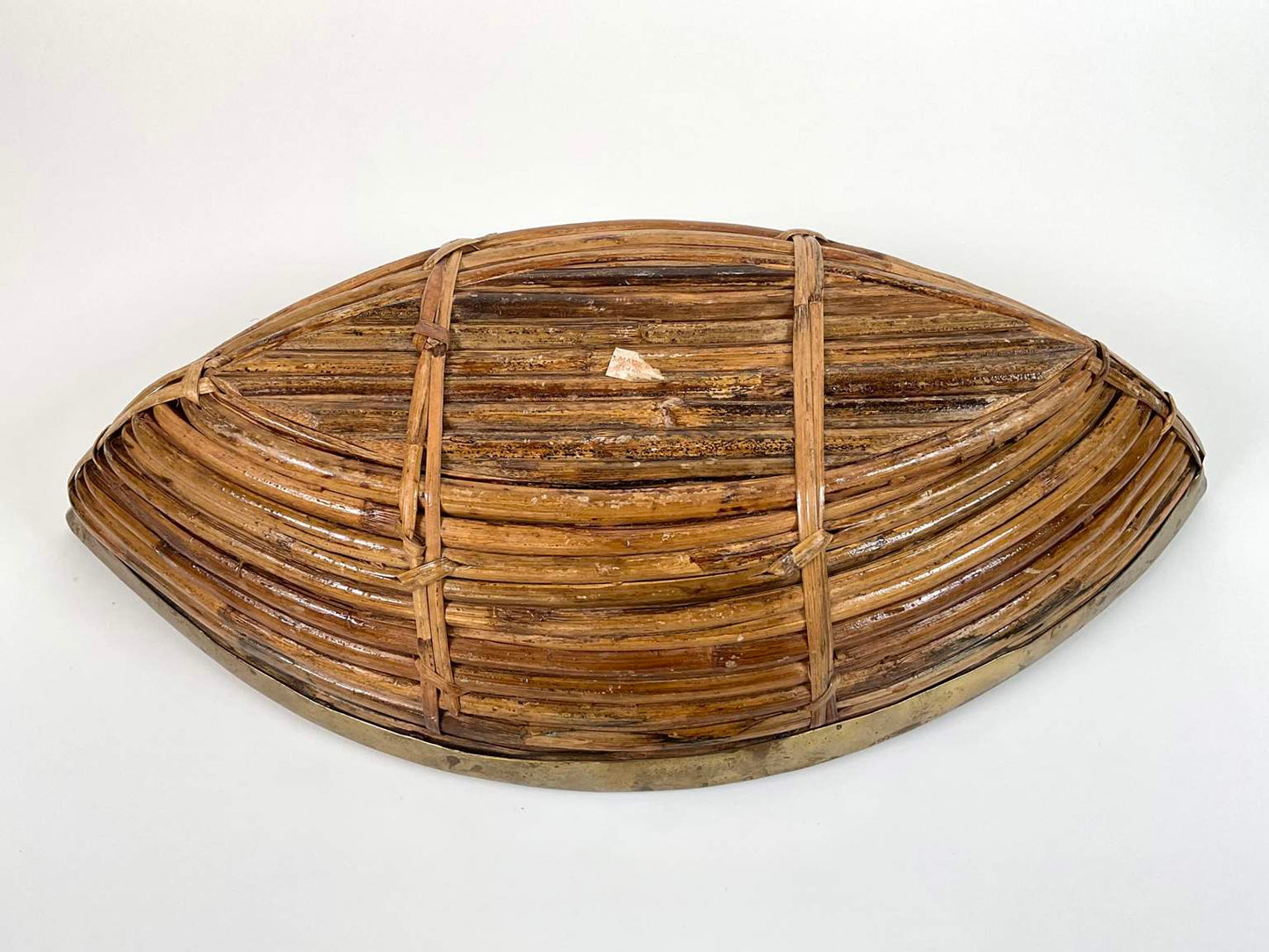 Pencil Reed Brass Banded Bowl, Late 20th century