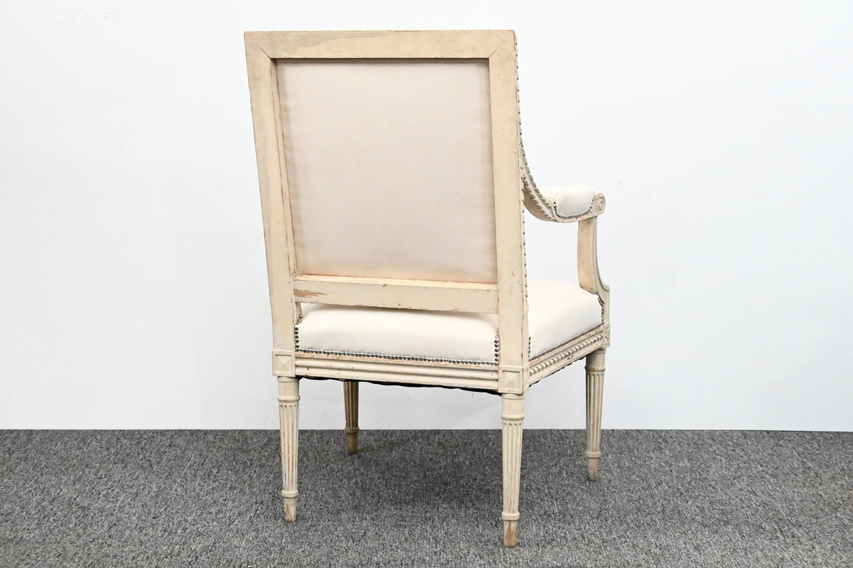 White Leather Covered Swedish Side Chair