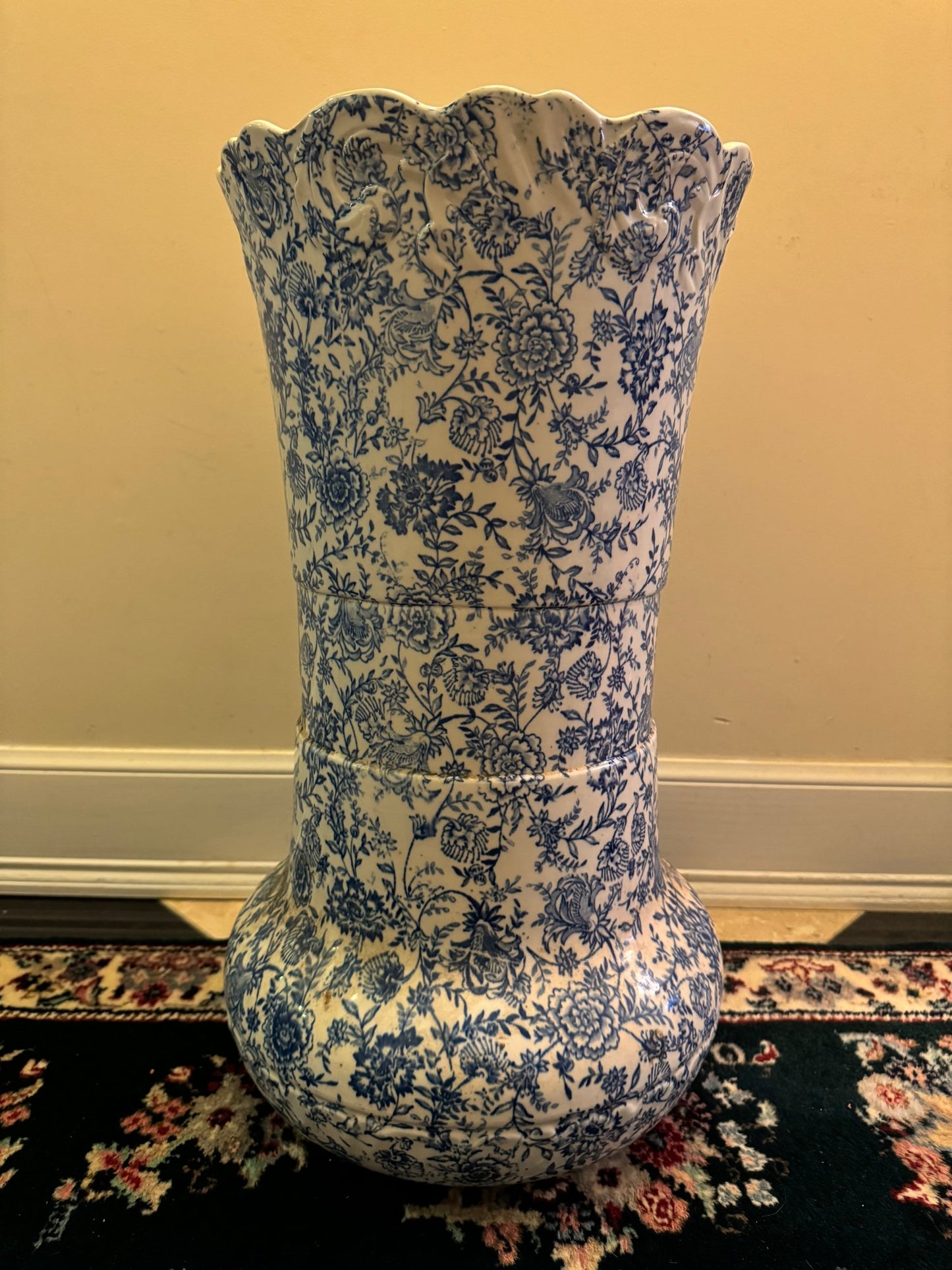Antique Blue & White Umbrella Stand