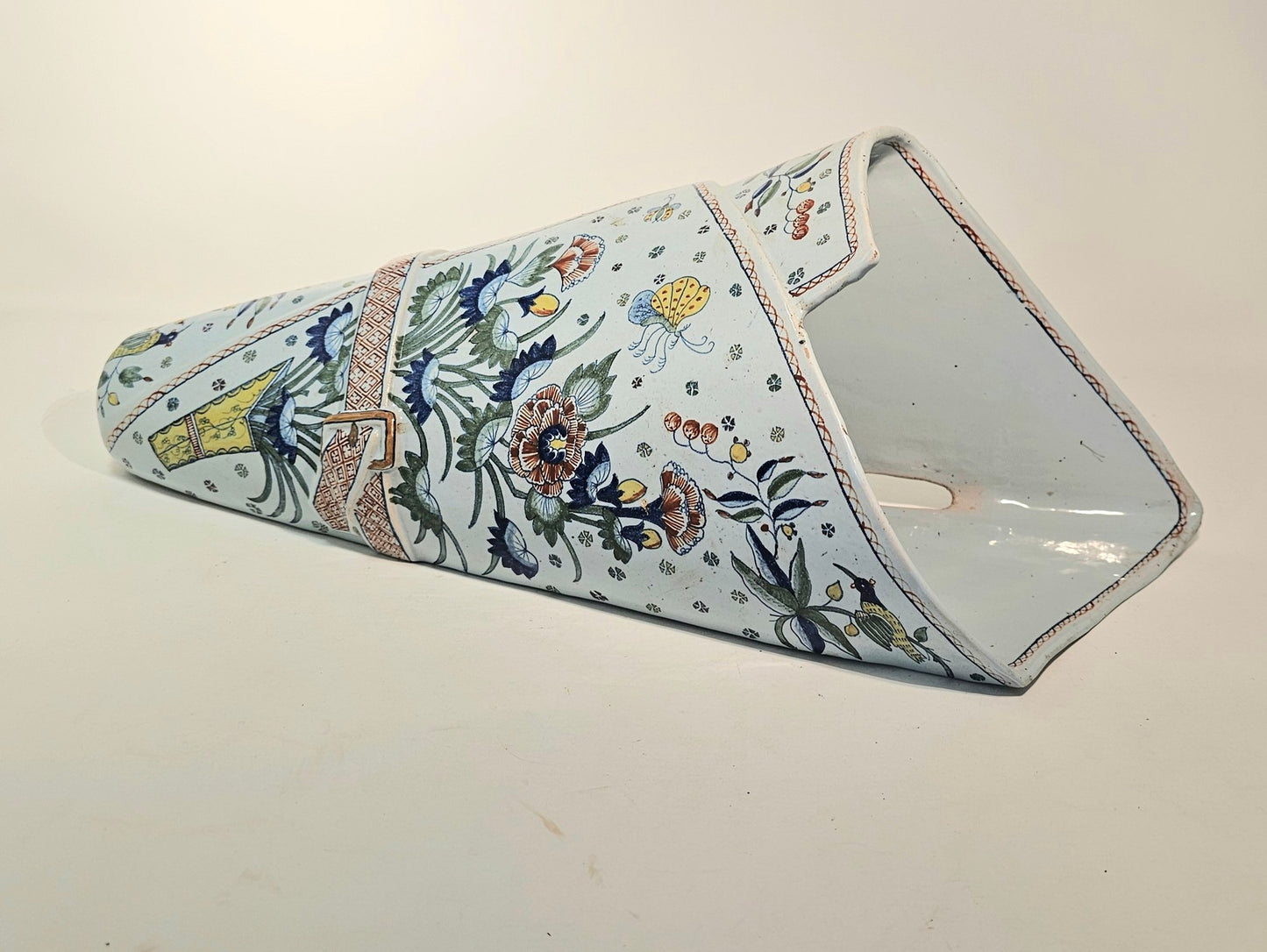 Unique French Rouen Faience Corner Pocket Vases