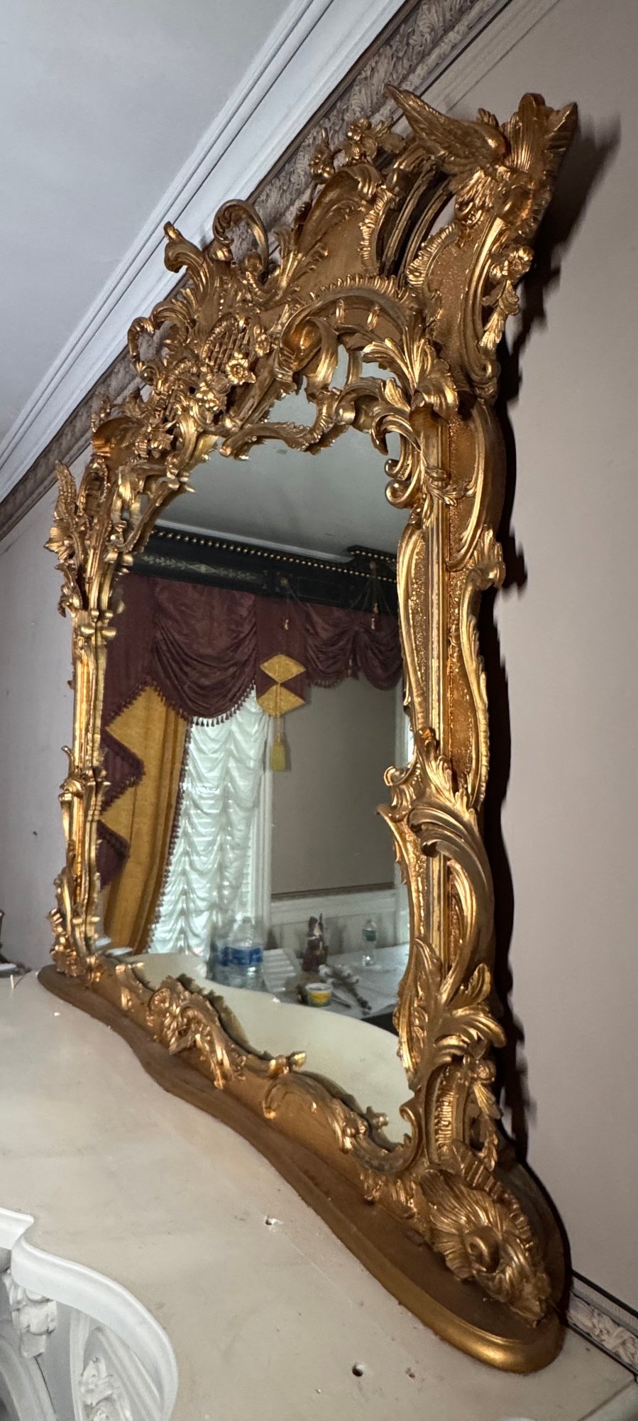 Very Large Antique Mirror, Featuring An Ornate Gilt Frame In The Louis XV Style