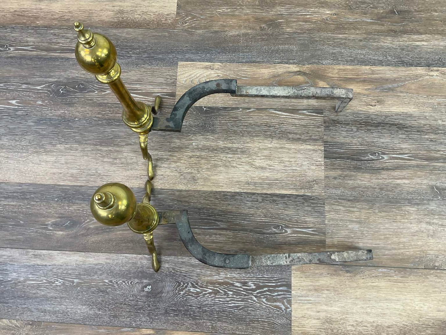Vintage Brass Fireplace Fender and Andirons