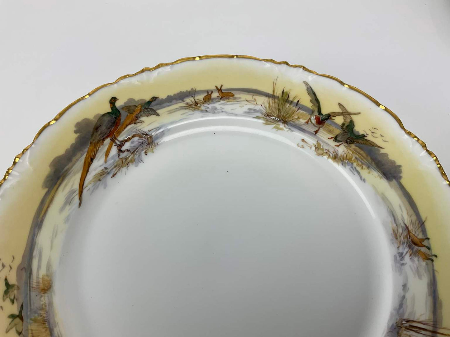 Three Antique Heufel & Co. Dresden Hand Painted Plates, Marked (1891-1901)