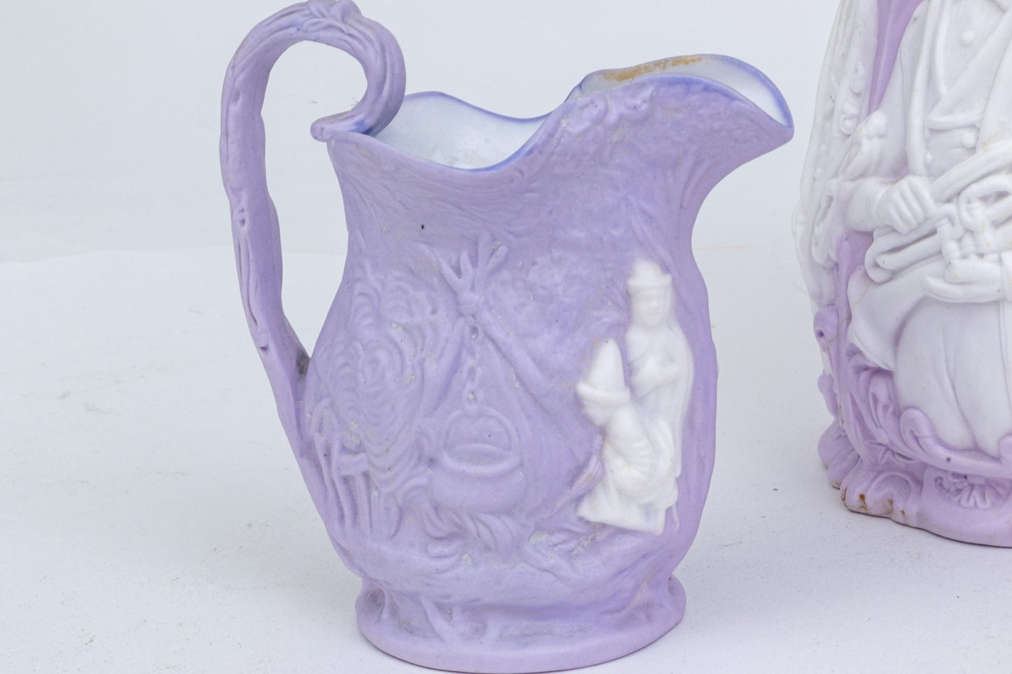 Sam L Alcock & Co High Relief Ceramic Water Pitchers And Creamers - 6 pcs