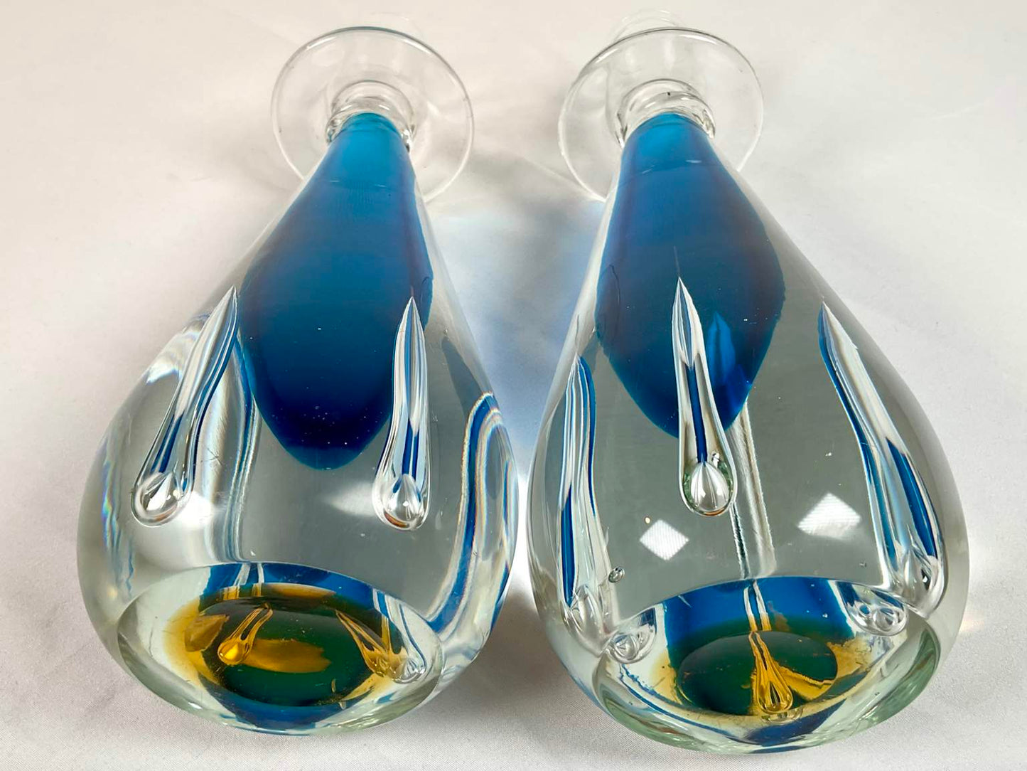 Italian Art Glass Bowl and Candlesticks (3 Pieces)