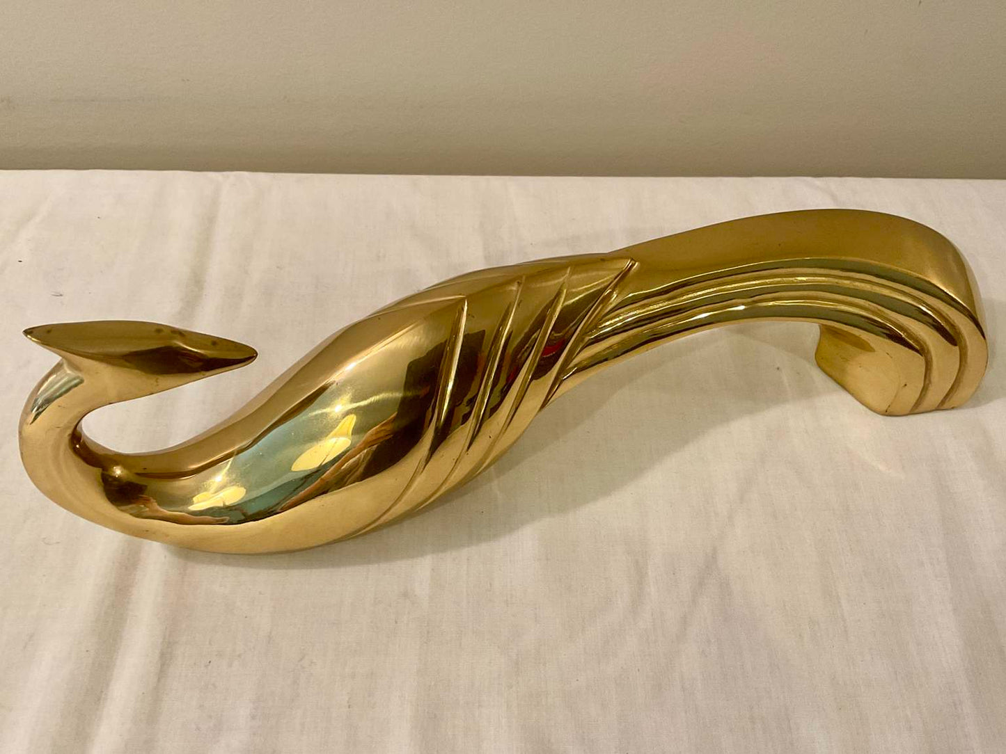 Mid Century Sculptural Brass Peacock