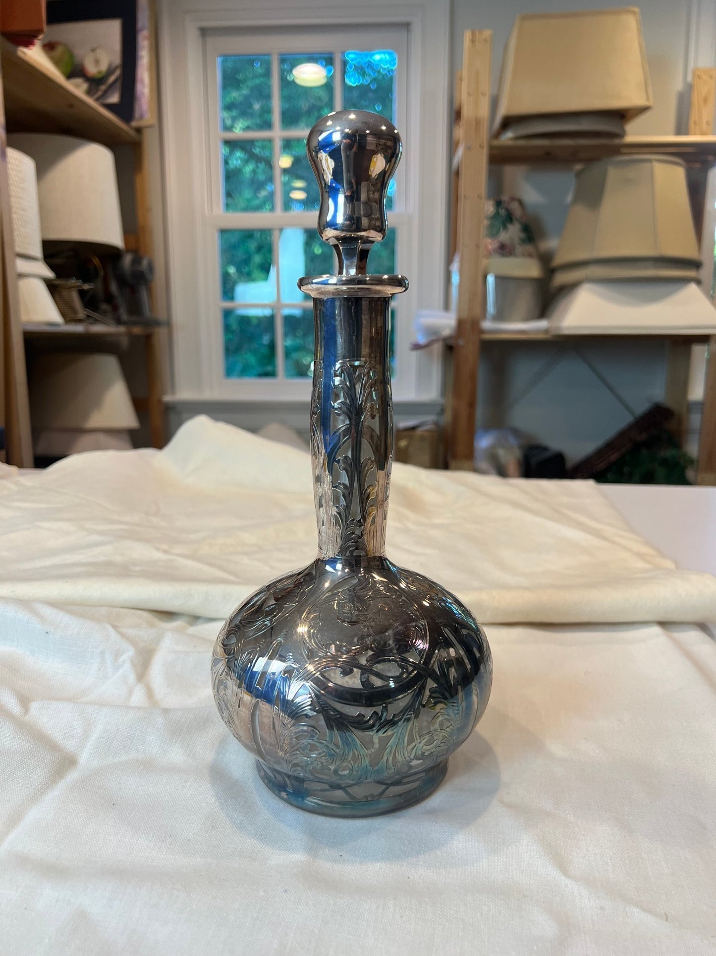 Outstanding Black Starr & Frost Silver Overlay Decanter - Signed "Black Starr & Frost - Fine Silver"