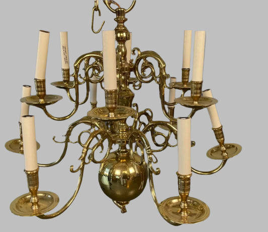 Virginia Metalcrafters Williamsburg Solid Brass 12-Light Chandelier