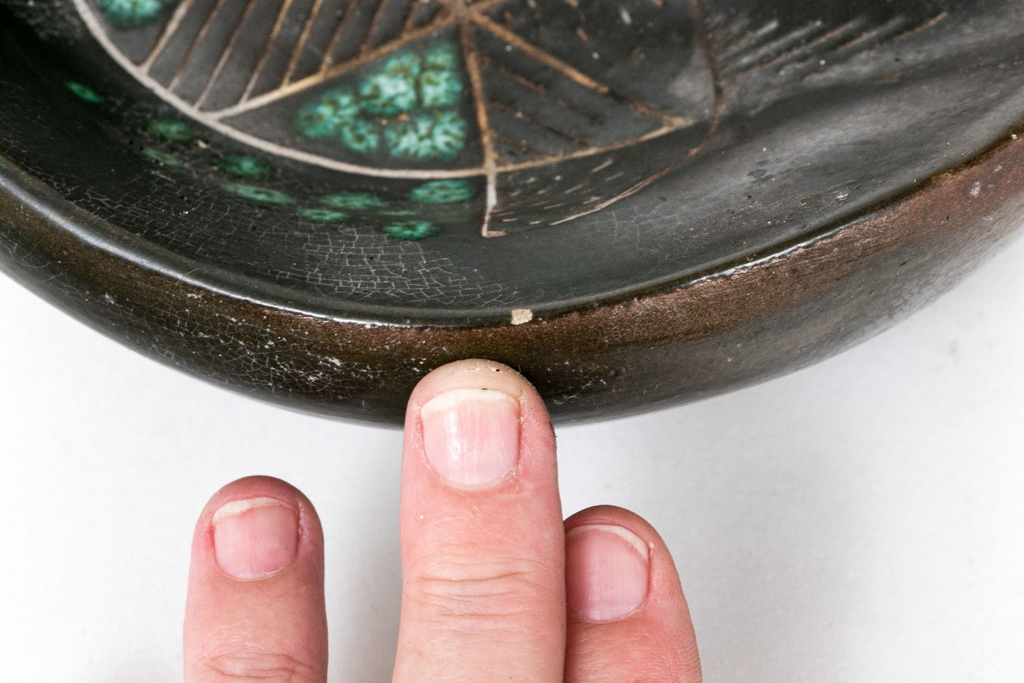 Rare one of a kind MGM Ceramic Dish Fish/Bird Motif attributed to Astrid Tjalk (Denmark)