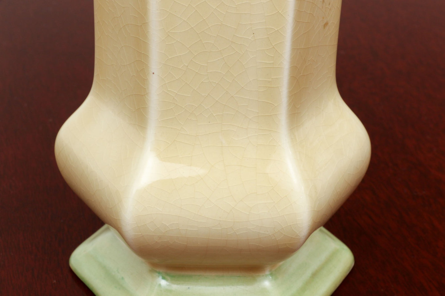 PAIR OF DORA TENNANT ENGLISH ART DECO PERIOD HEXAGONAL CERAMIC GLAZED VASES