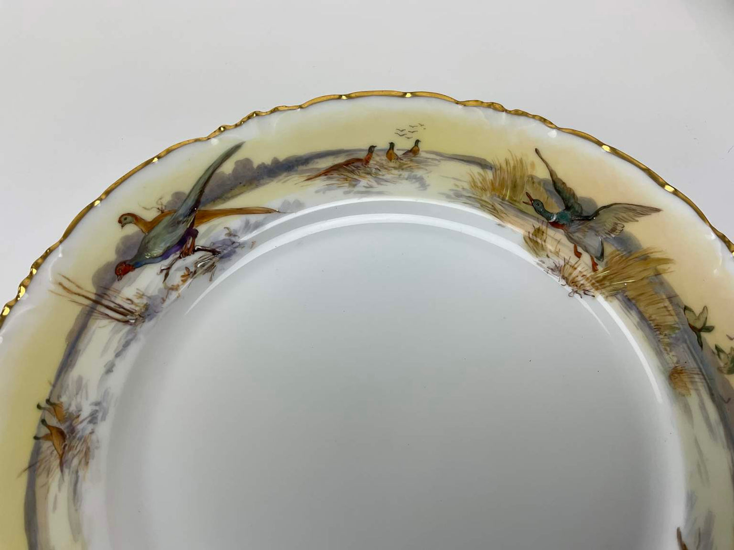 Three Antique Heufel & Co. Dresden Hand Painted Plates, Marked (1891-1901)